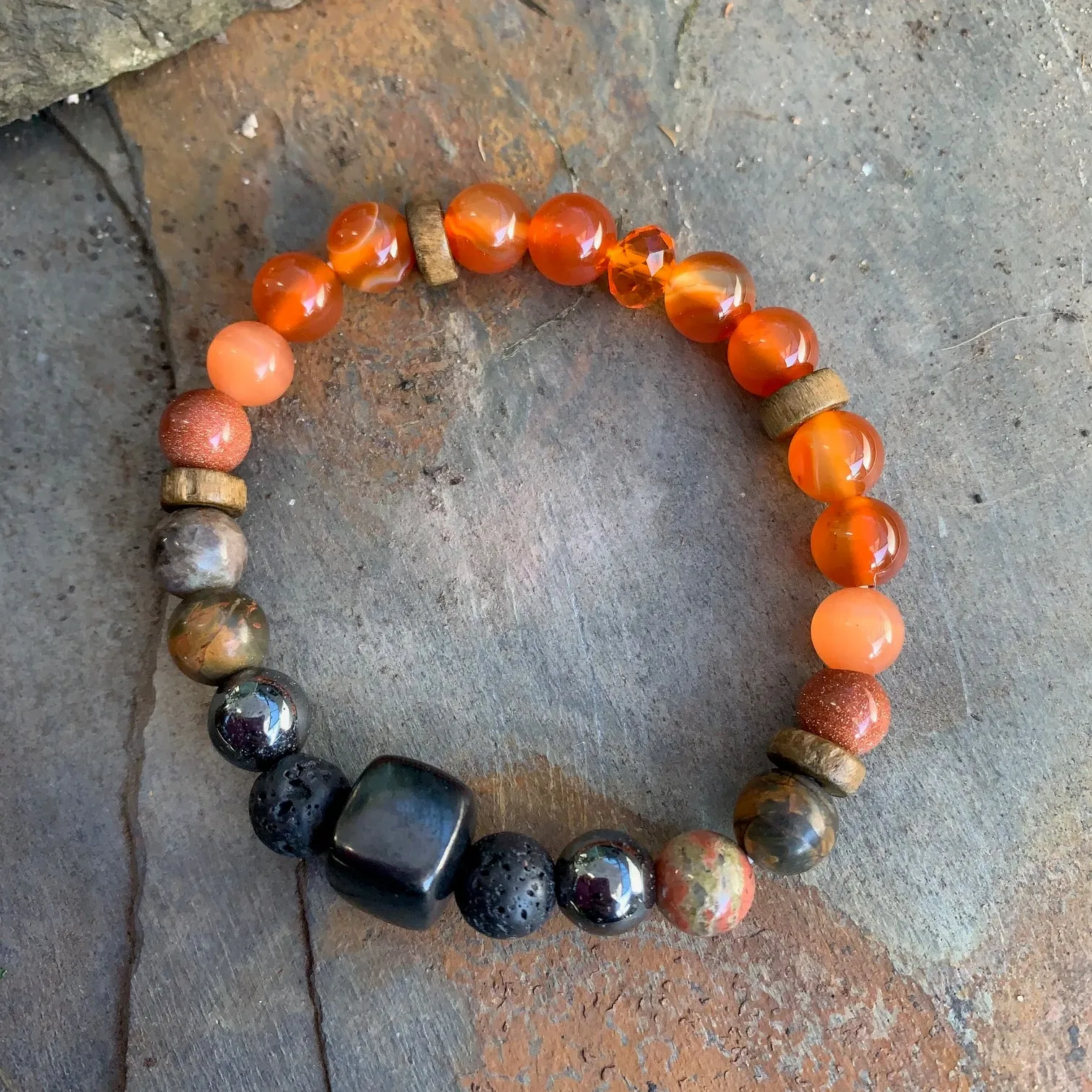 Shungite Amplified SACRAL Chakra Bracelet ~ Medium [#28]