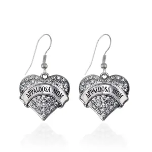 Silver Appaloosa Mom Pave Heart Charm Dangle Earrings