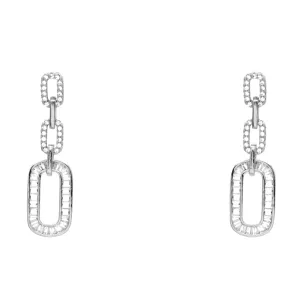 Silver Cubic Zirconia Chain Dangle Earrings