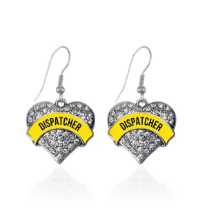 Silver Dispatcher Pave Heart Charm Dangle Earrings