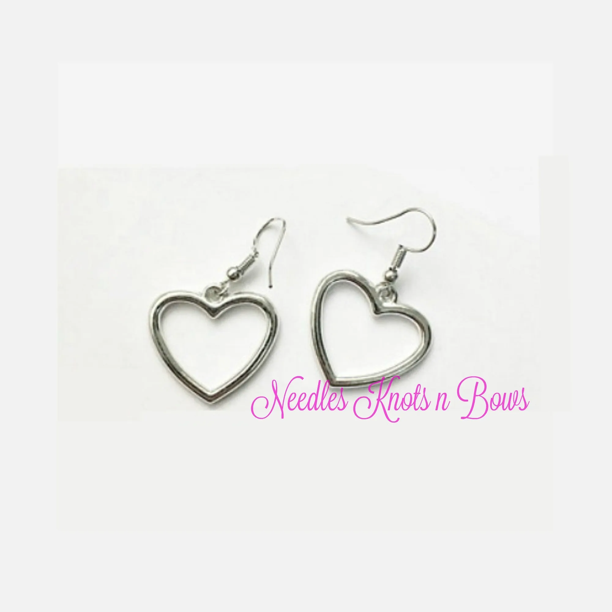 Silver Heart Dangle Earrings