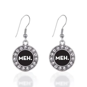 Silver Meh Circle Charm Dangle Earrings