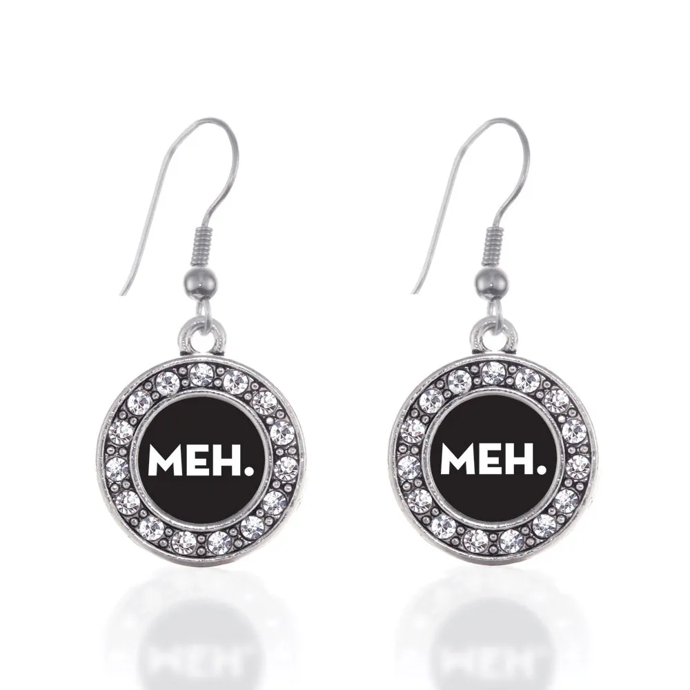 Silver Meh Circle Charm Dangle Earrings