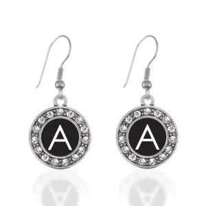 Silver My Initials - Letter A Circle Charm Dangle Earrings