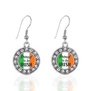 Silver Proud to be Irish Circle Charm Dangle Earrings