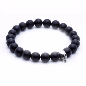 Skull Beaded Bracelet - Silver