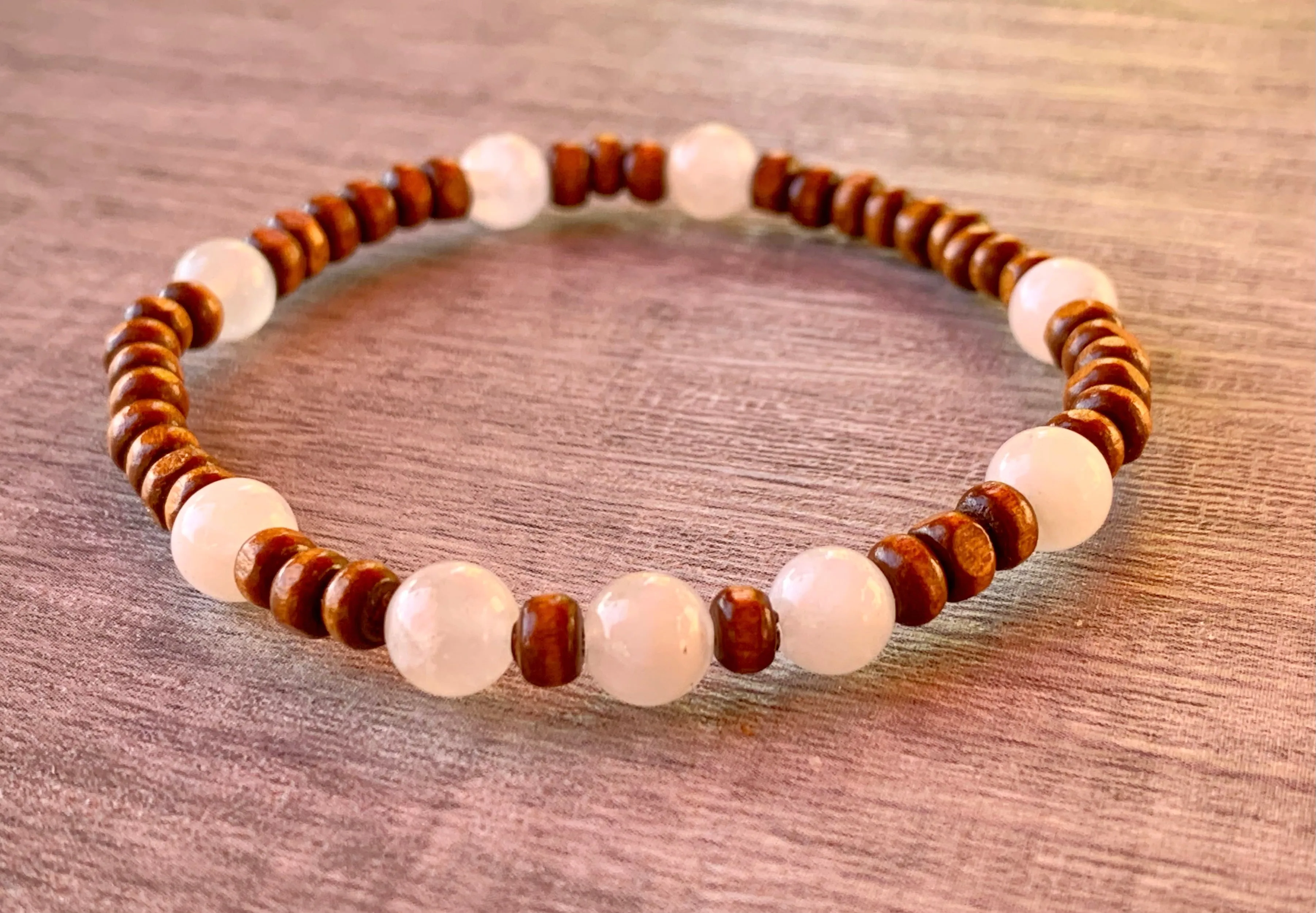 🔴SOLD🔴 Monroe Handmade Moonstone and Wood Expandable Bracelet