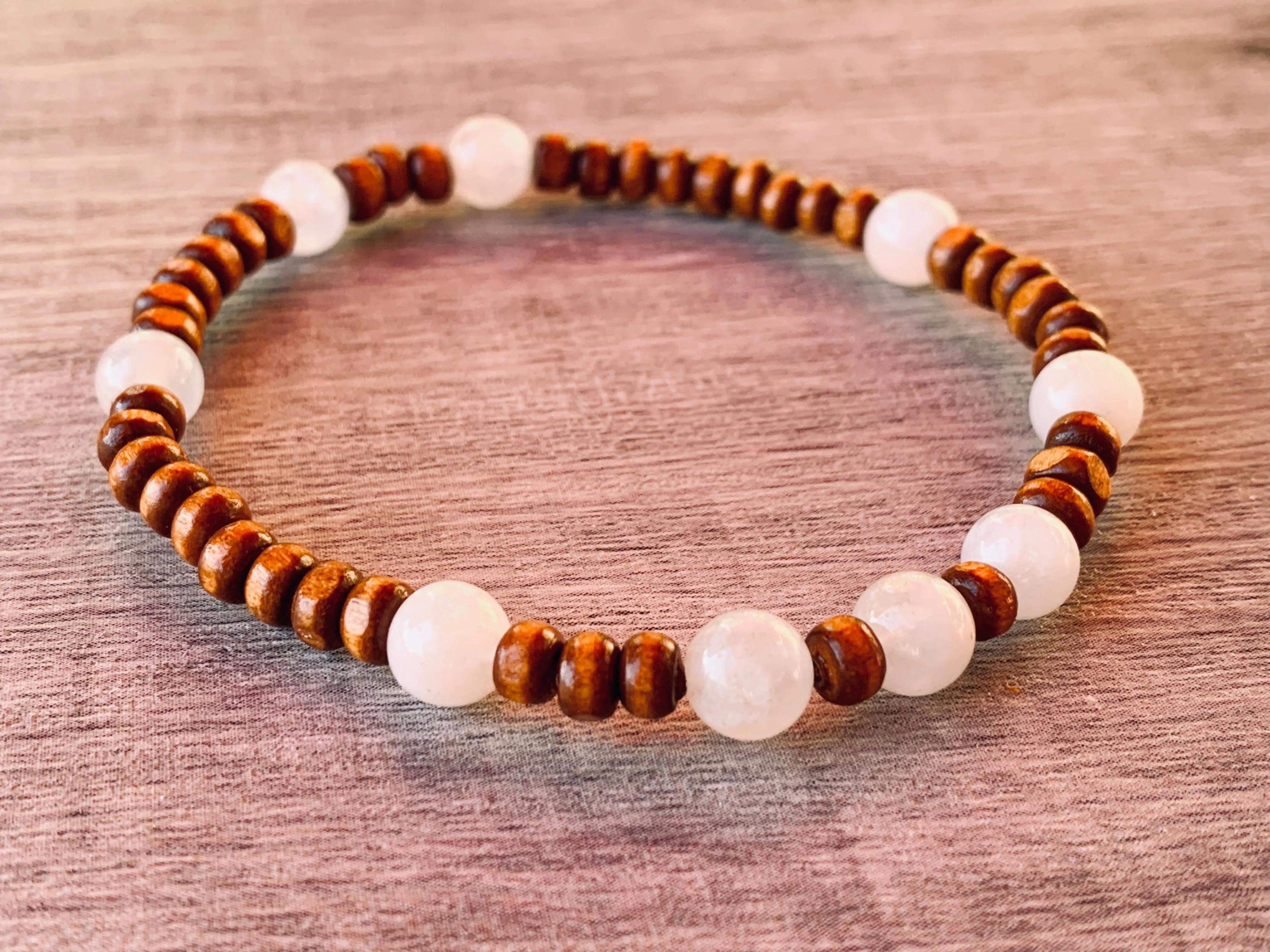 🔴SOLD🔴 Monroe Handmade Moonstone and Wood Expandable Bracelet