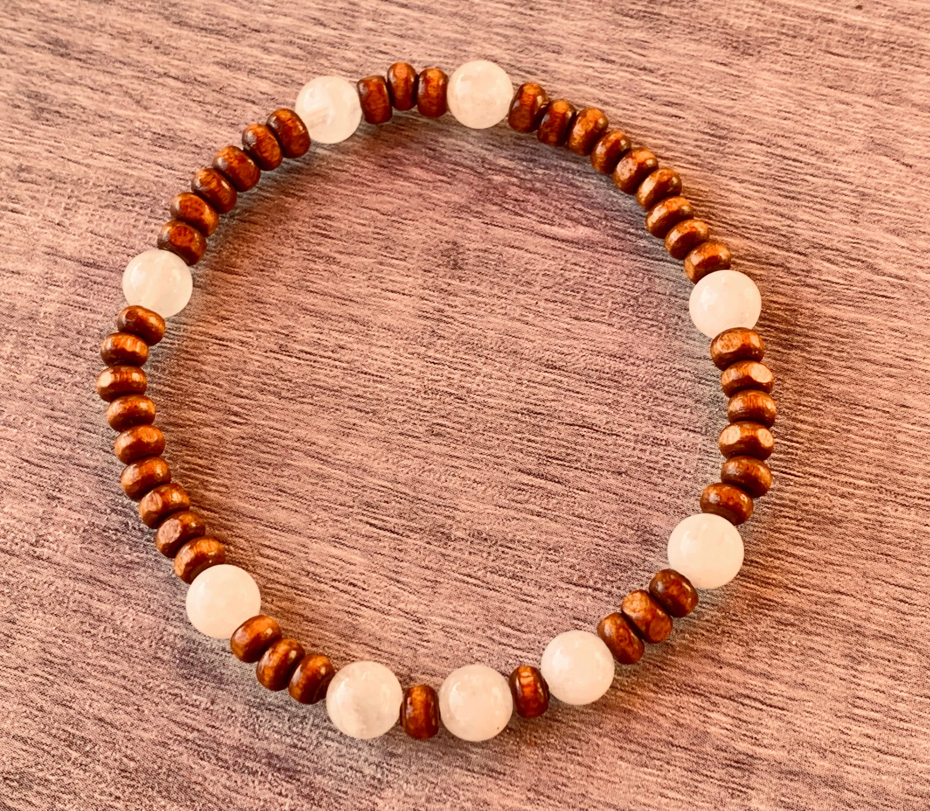 🔴SOLD🔴 Monroe Handmade Moonstone and Wood Expandable Bracelet