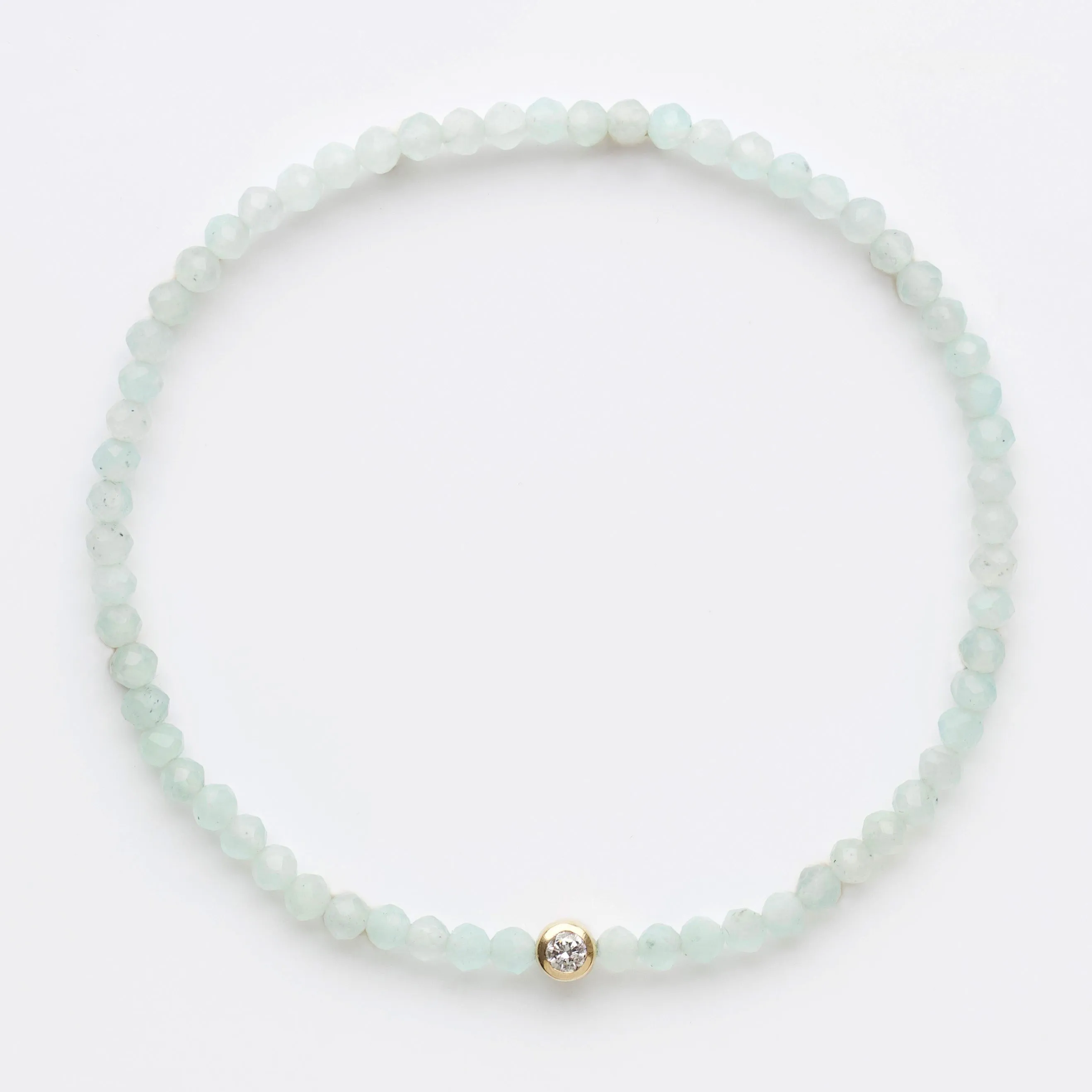 Solitaire Diamond Amazonite Beaded Stretch Bracelet