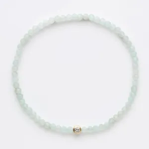 Solitaire Diamond Amazonite Beaded Stretch Bracelet