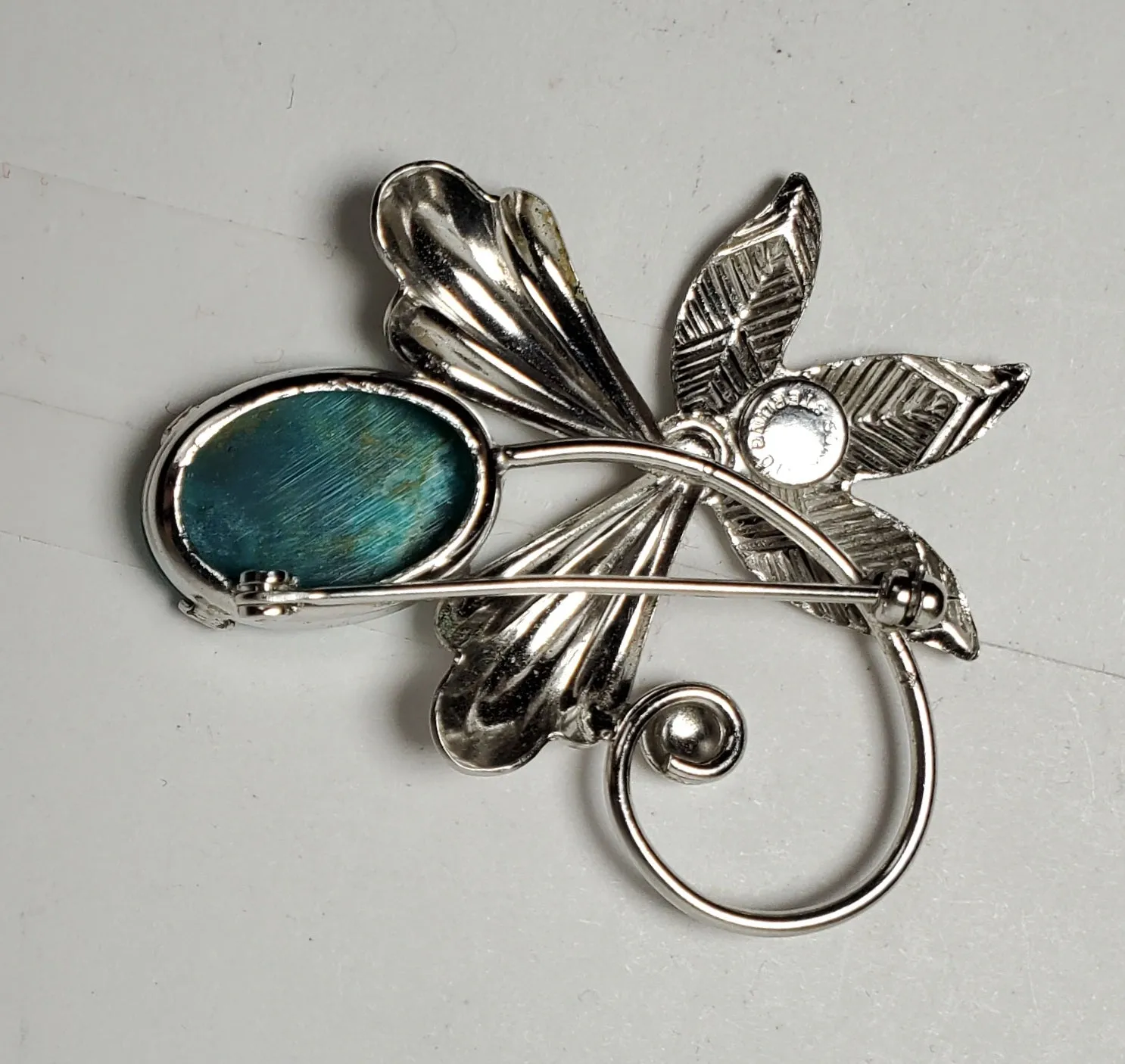 Sorrento - Vintage Mid-Century Sterling Silver and Turquoise Brooch