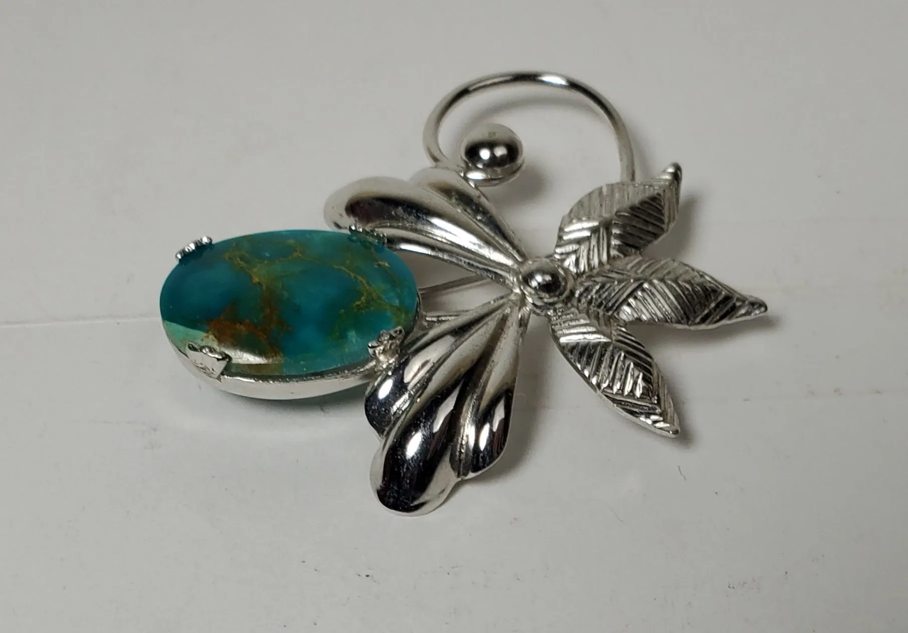 Sorrento - Vintage Mid-Century Sterling Silver and Turquoise Brooch