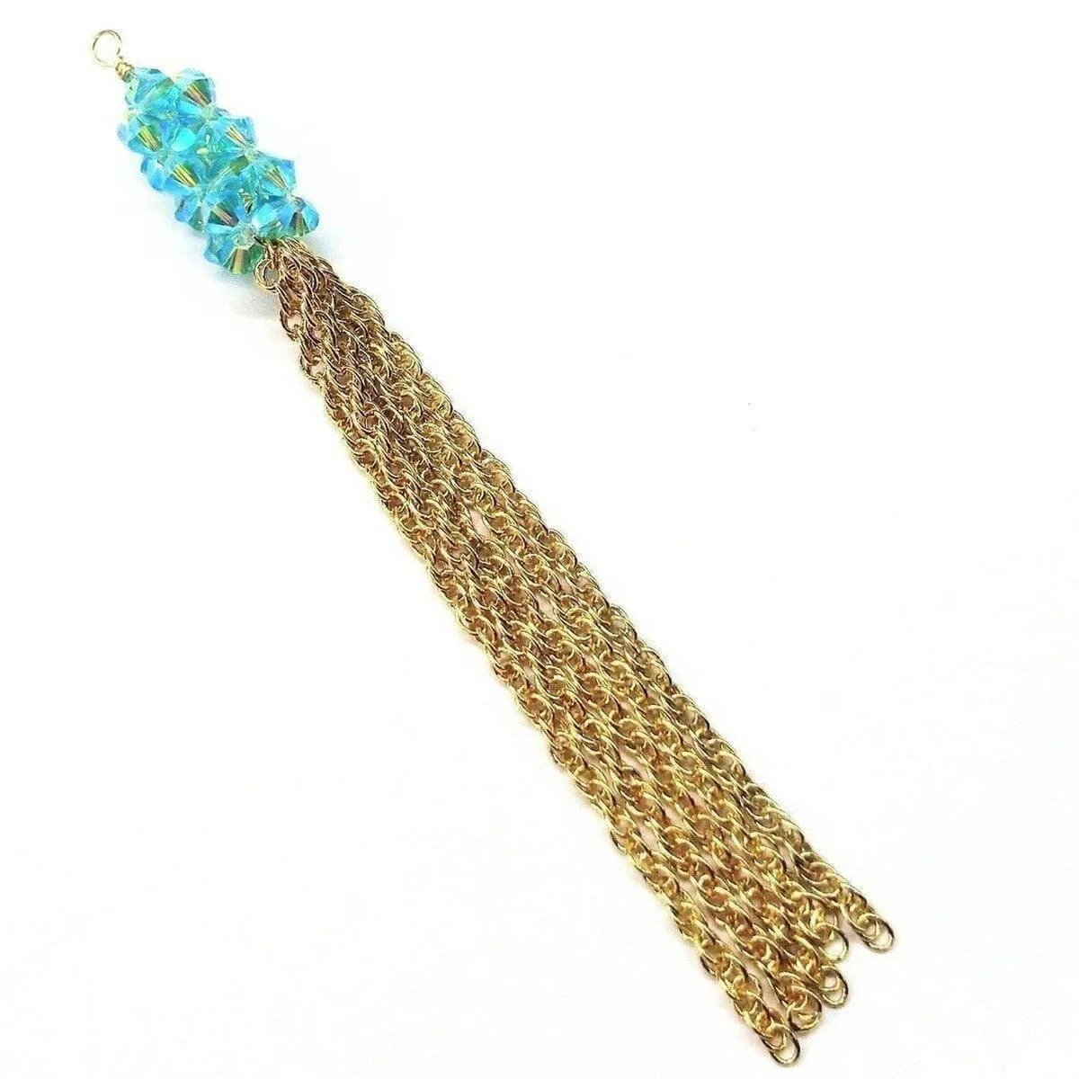 Sparkly Crystal Barrel Gold Filled Tassel Necklace in Selected Colors