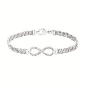 Sterling Silver 19.5 cm Cubic Zirconia Infinity Bracelet