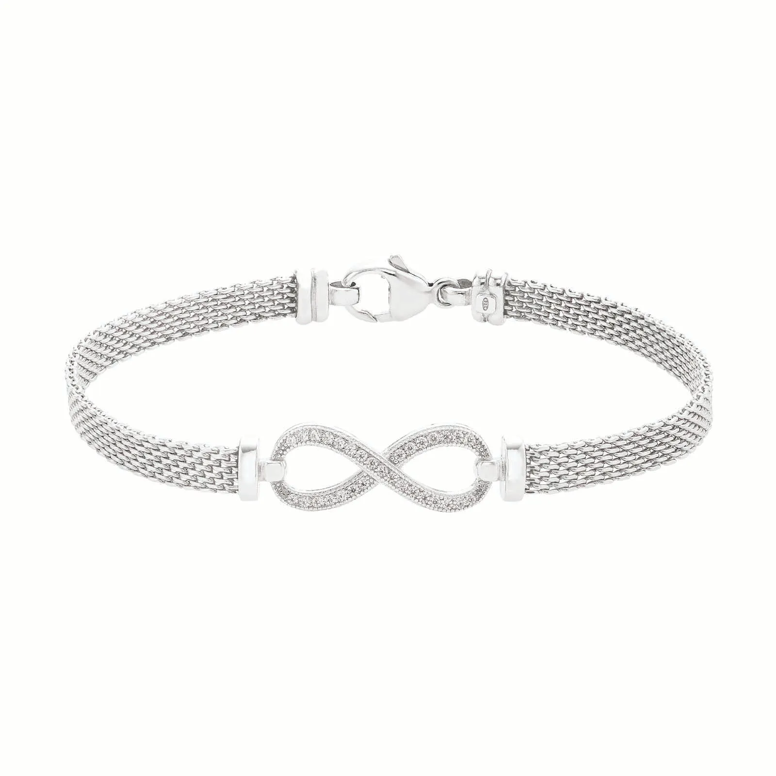 Sterling Silver 19.5 cm Cubic Zirconia Infinity Bracelet