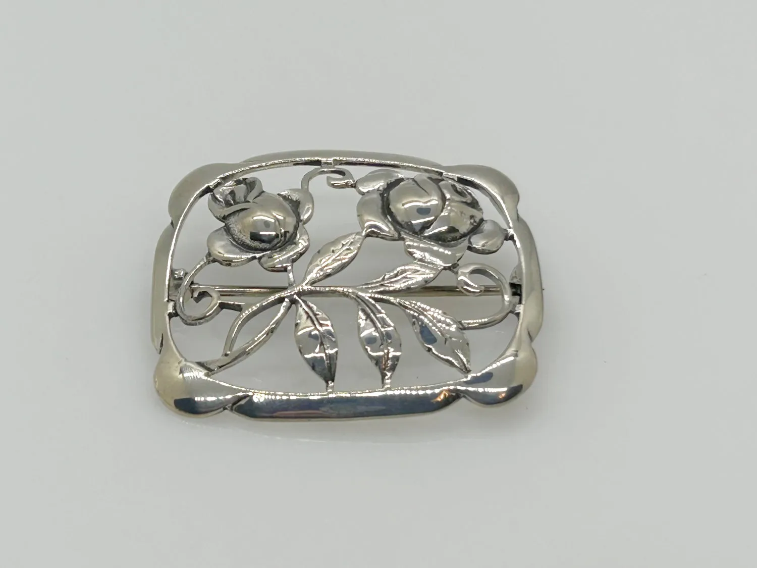 Sterling Silver 1950s Vintage Rose Brooch