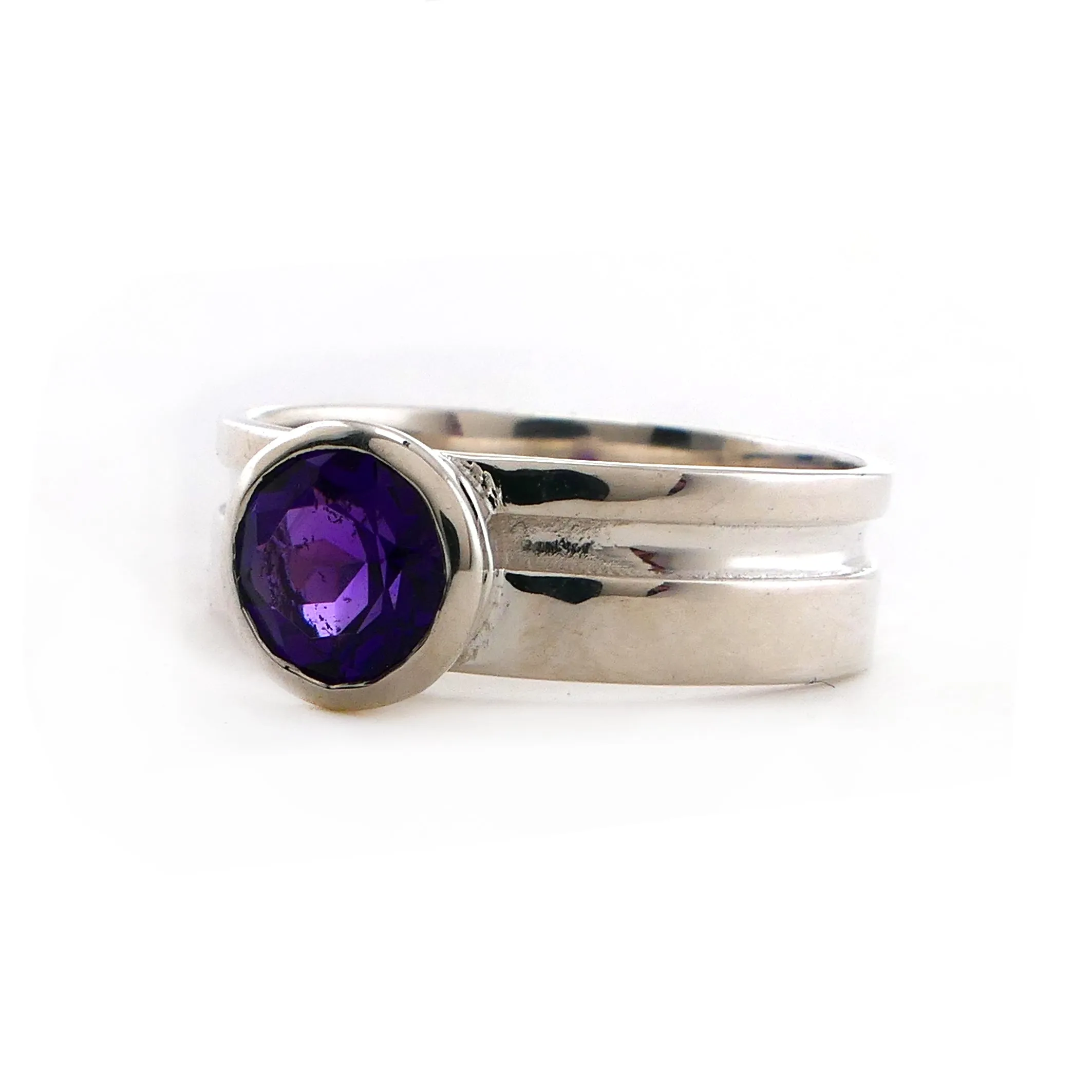 Sterling Silver Amethyst Cut Out Ring