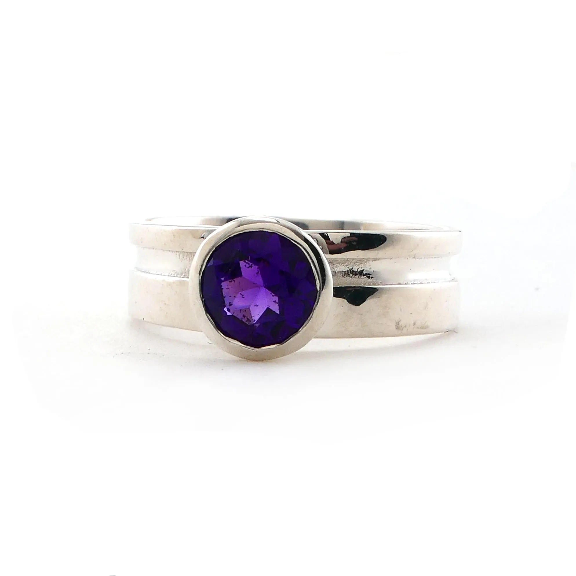 Sterling Silver Amethyst Cut Out Ring