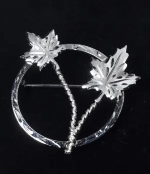 Sterling Silver Maple Leaves Brooch