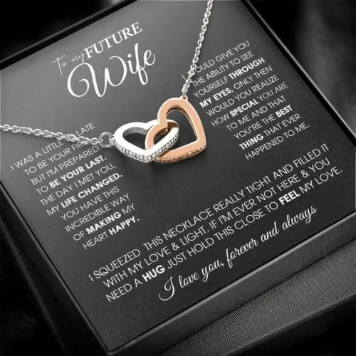 To My Future Wife Necklace, Necklace for Wife from Husband, Gift for Wife Interlocking Hearts Necklace