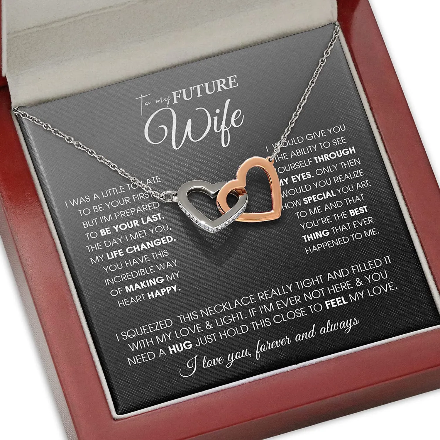 To My Future Wife Necklace, Necklace for Wife from Husband, Gift for Wife Interlocking Hearts Necklace