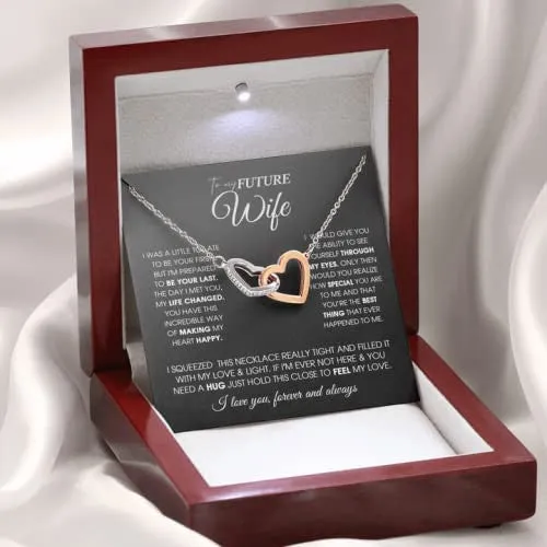 To My Future Wife Necklace, Necklace for Wife from Husband, Gift for Wife Interlocking Hearts Necklace