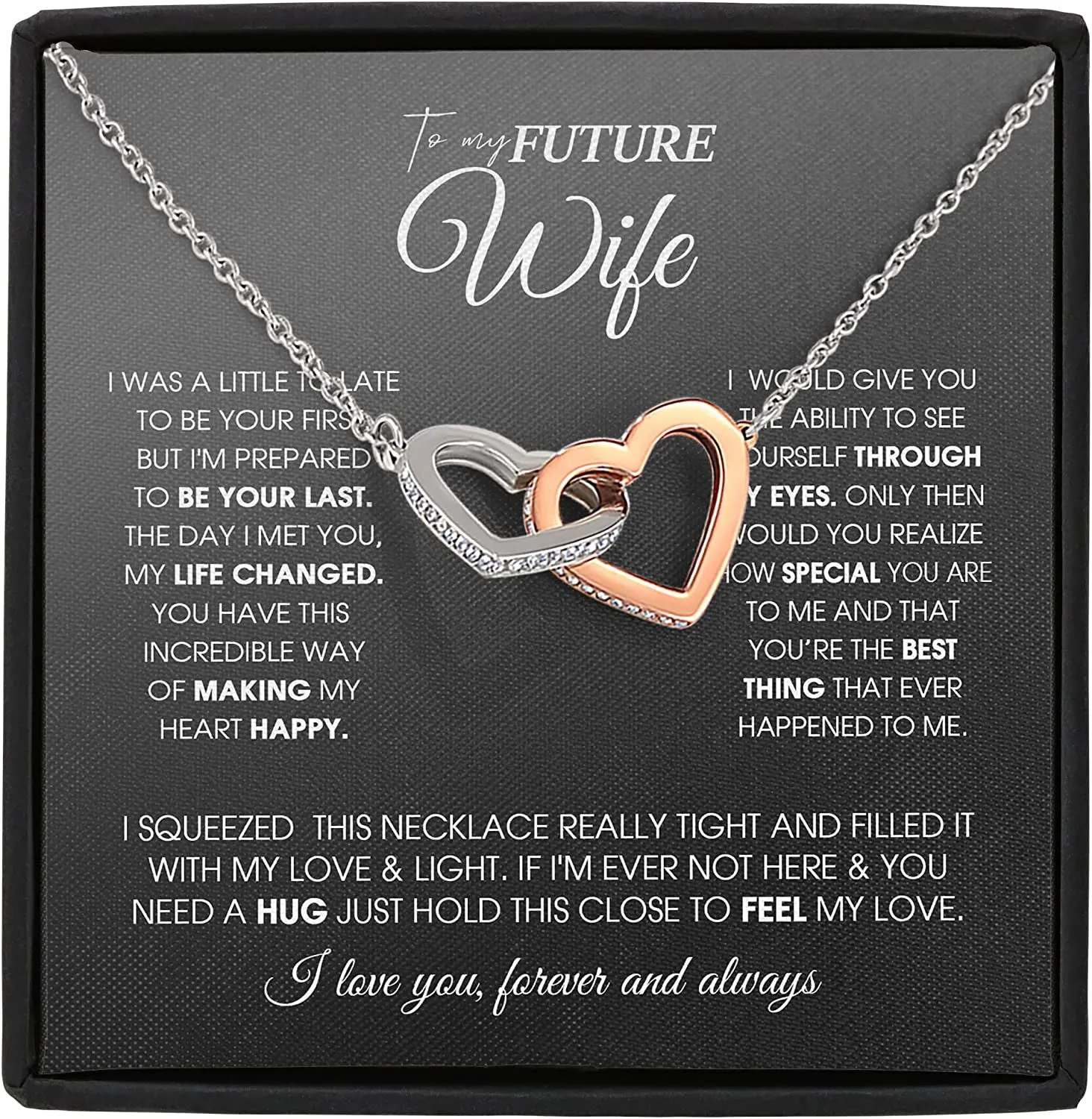 To My Future Wife Necklace, Necklace for Wife from Husband, Gift for Wife Interlocking Hearts Necklace