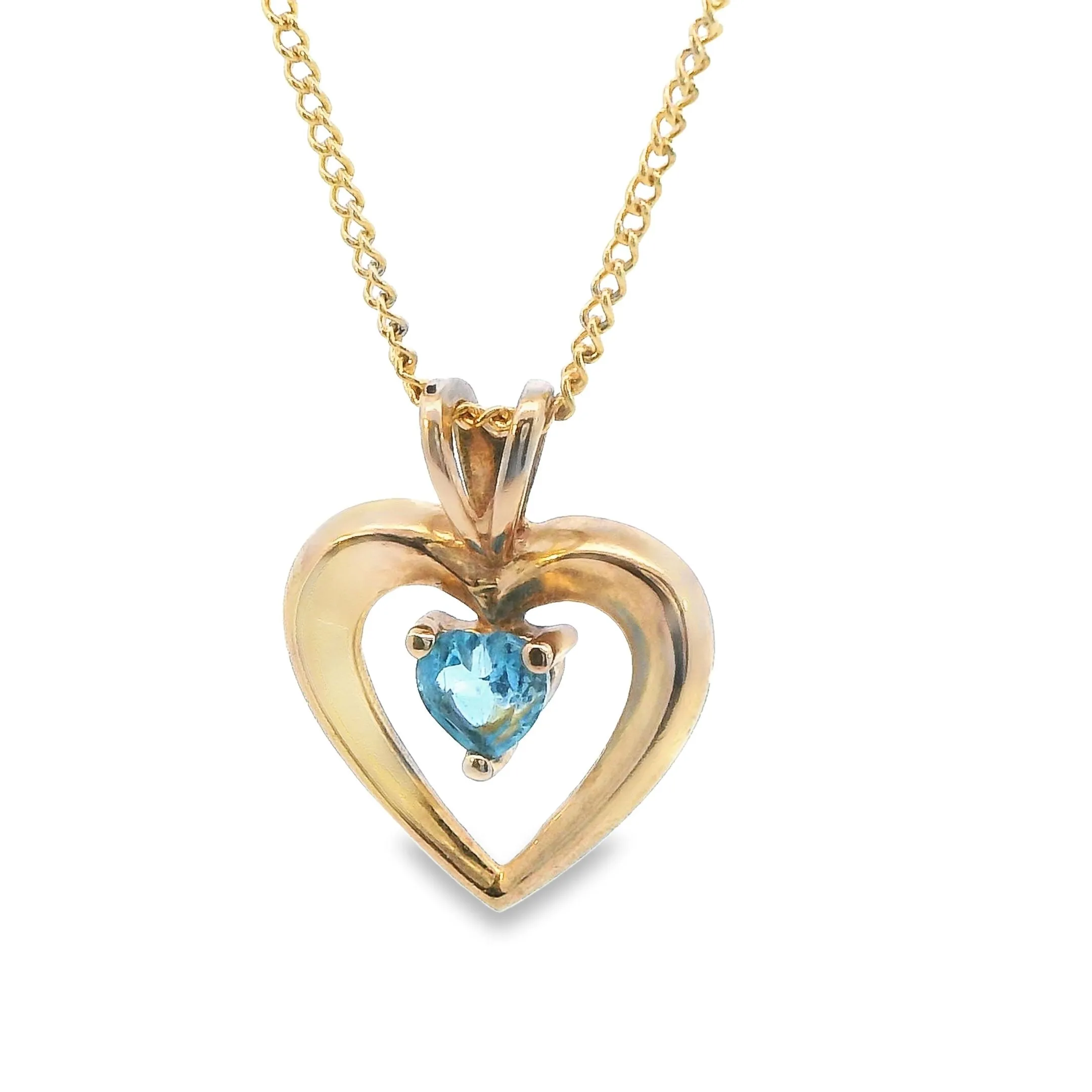 Topaz 9ct Yellow Gold Heart Pendant