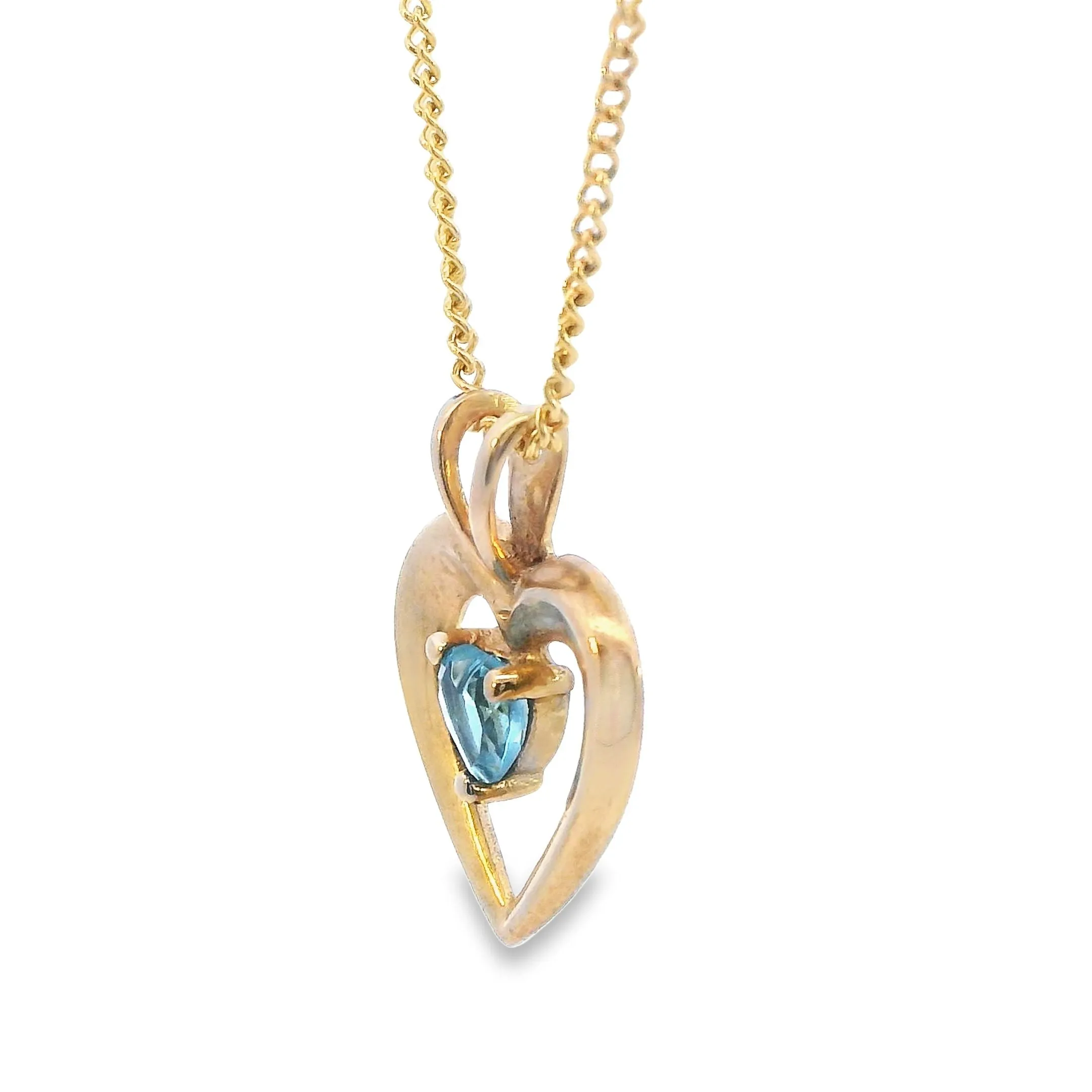 Topaz 9ct Yellow Gold Heart Pendant