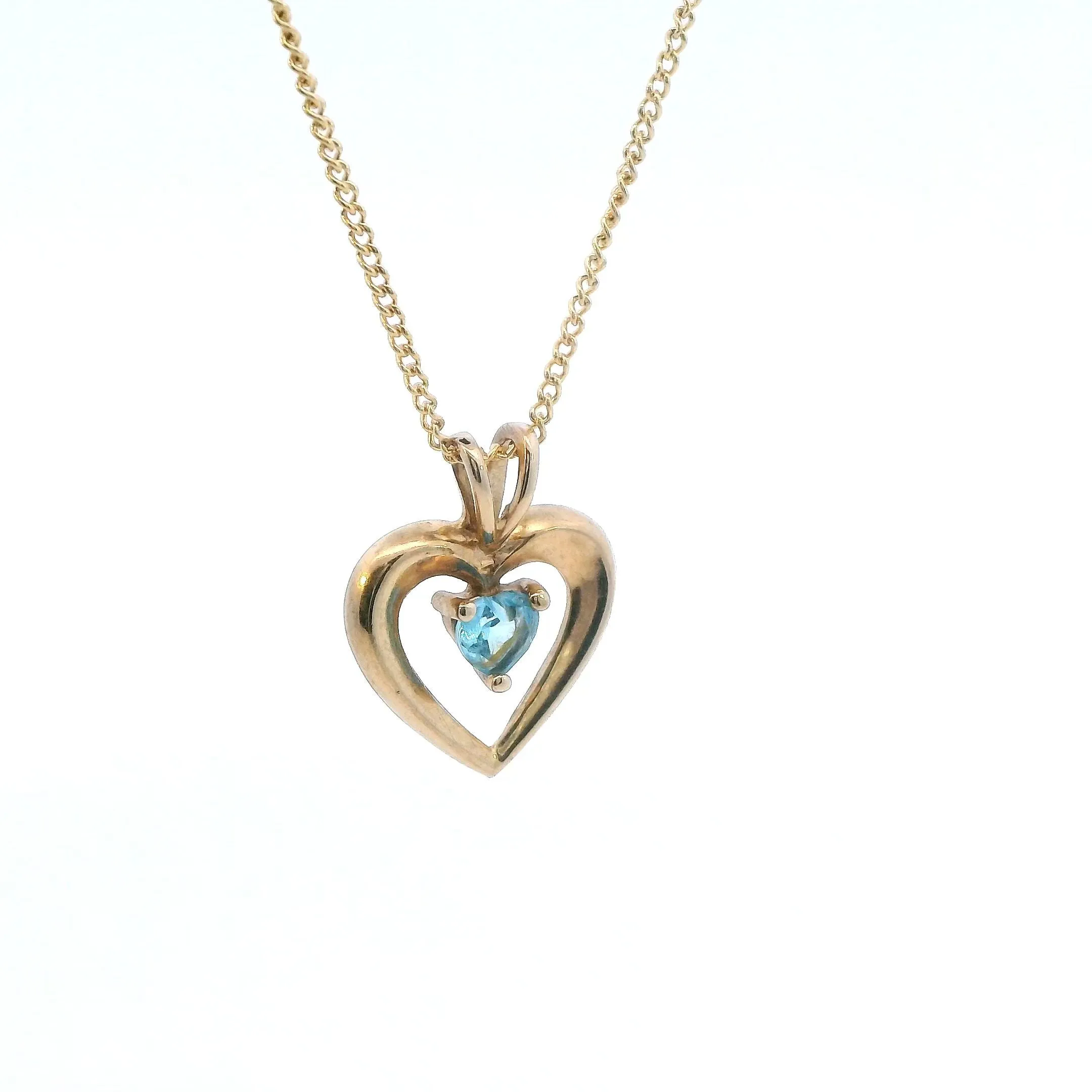 Topaz 9ct Yellow Gold Heart Pendant