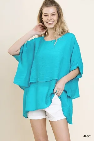 Umgee Layer Tunic Blouse - Aquamarine Jade