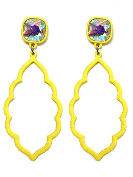 VE2881 Iridescent Post Abstract Shape Dangle Earrings