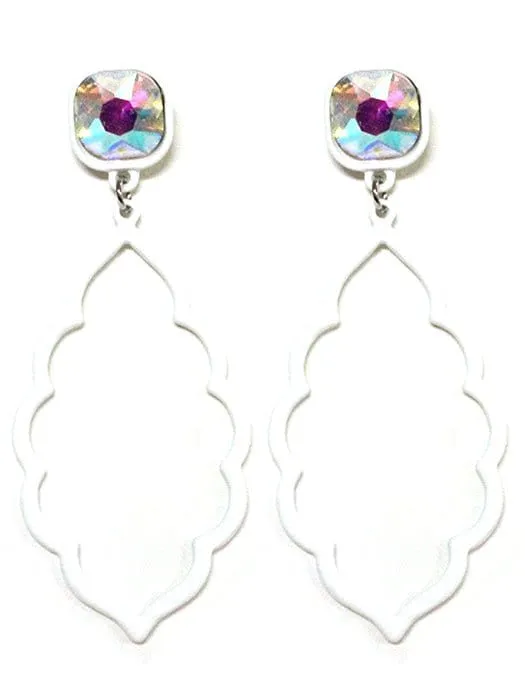 VE2881 Iridescent Post Abstract Shape Dangle Earrings