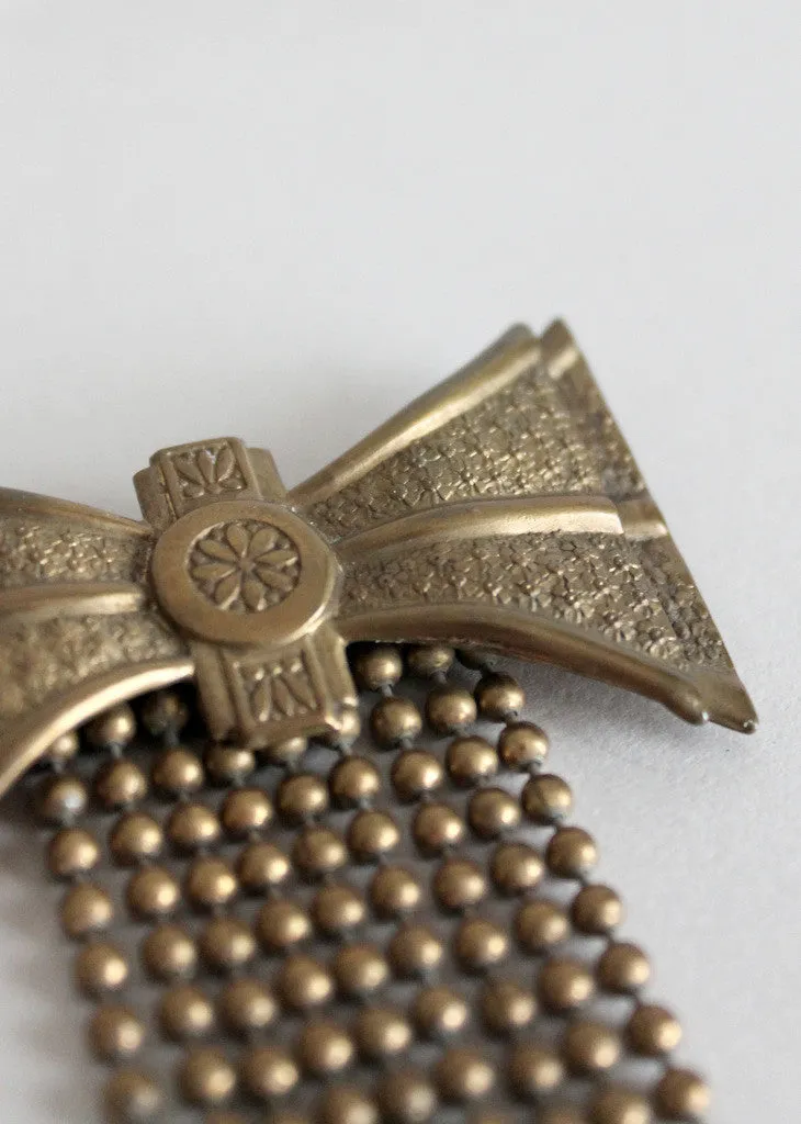 Vintage 1940s Brass Medal Brooch