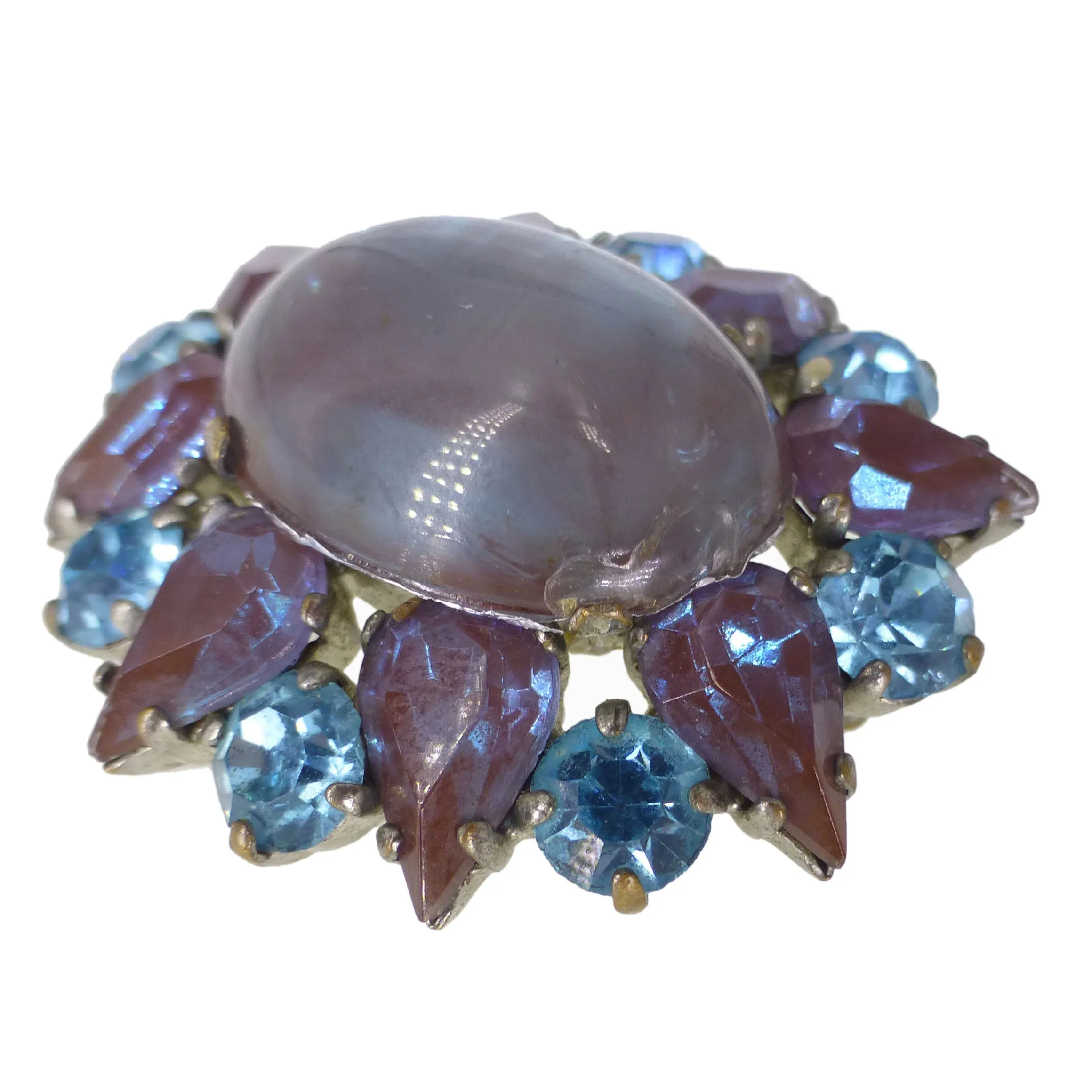 Vintage Saphiret / Sappharine Glass Starburst Brooch