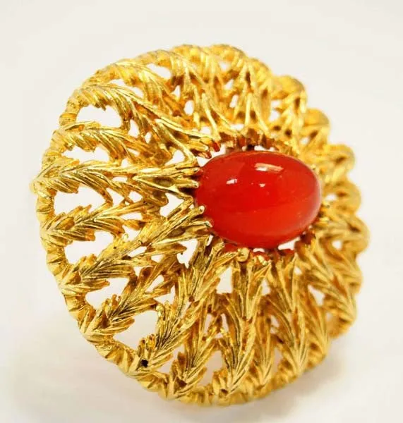 Vintage Schiaparelli Sunburst Vermillion Brooch