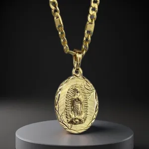 Virgencita de Guadalupe GF Necklace Pendant 14K Chain Jewelry Fashion For Ladies and Womens