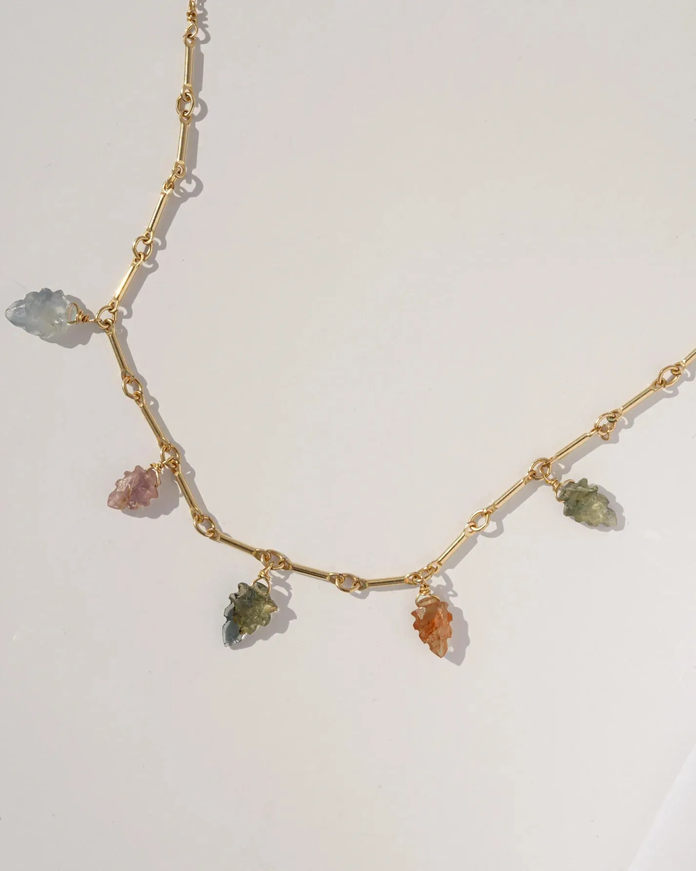 Watermelon Leaf Tourmaline Charm Necklace