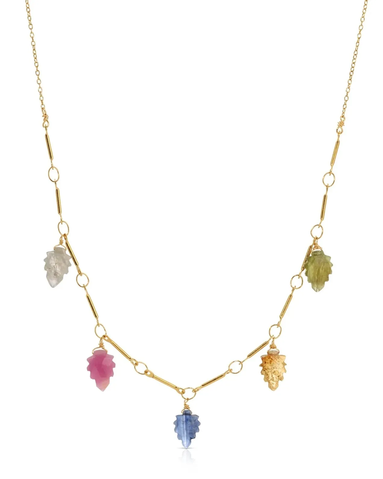 Watermelon Leaf Tourmaline Charm Necklace