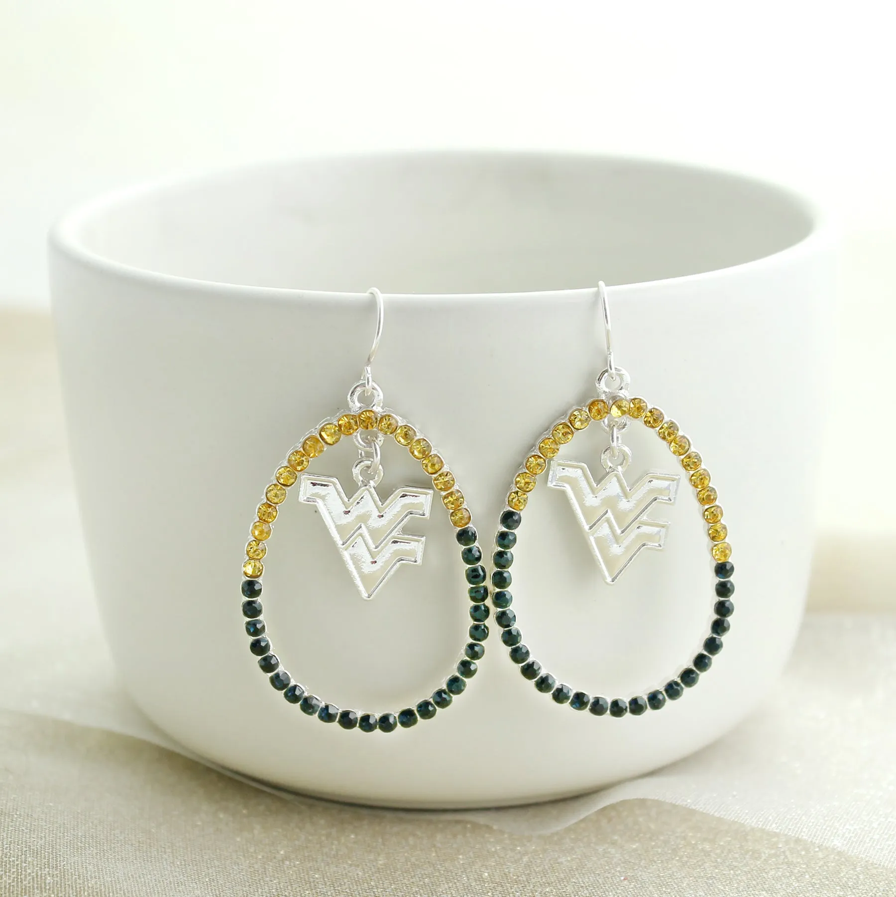 West Virginia Crystal Loop Earrings