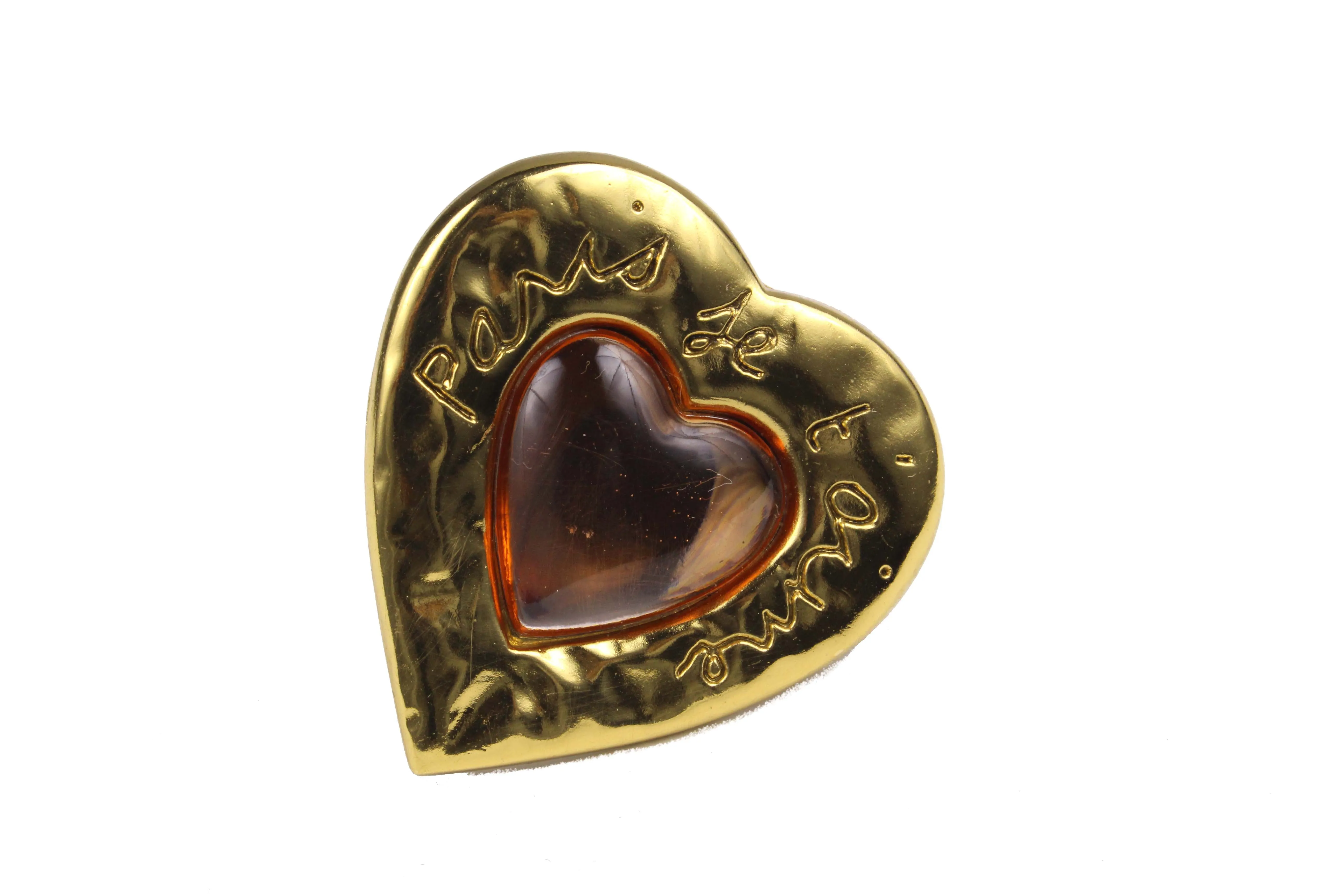 YVES SAINT LAURENT "París Je T'aime" pink heart brooch