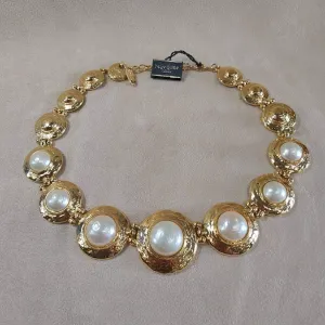 Yves Saint Laurent Vintage statement gold pearl necklace